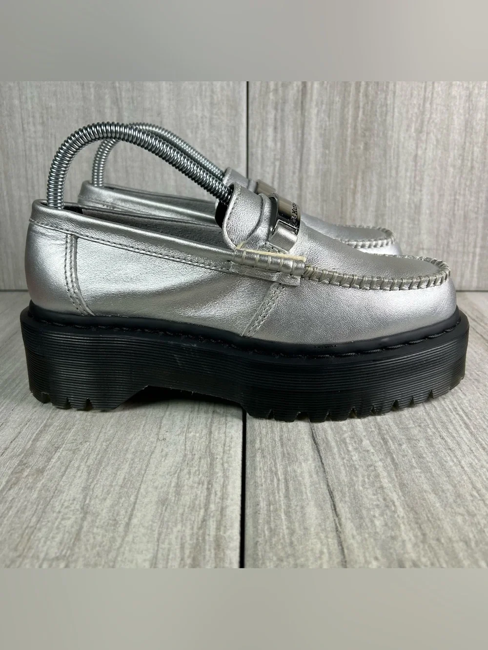NEW Dr. Martens Docs Penton II Quad Platform  Loafer Shoe Silver Women’s Size 7